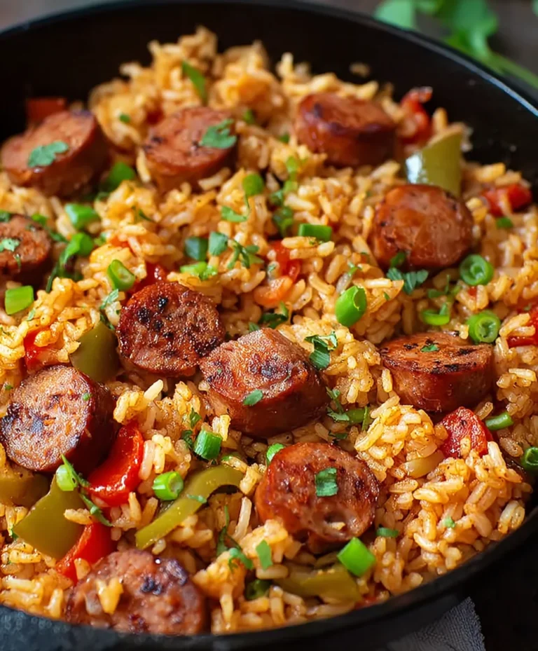 Easy Cajun Beef Sausage Rice Skillet Recipe