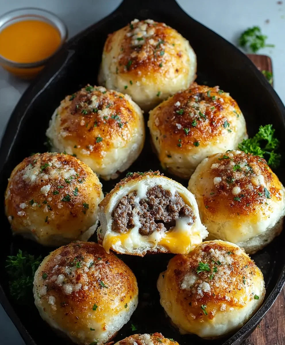 Garlic Parmesan Cheeseburger Bombs Irresistible Bites
