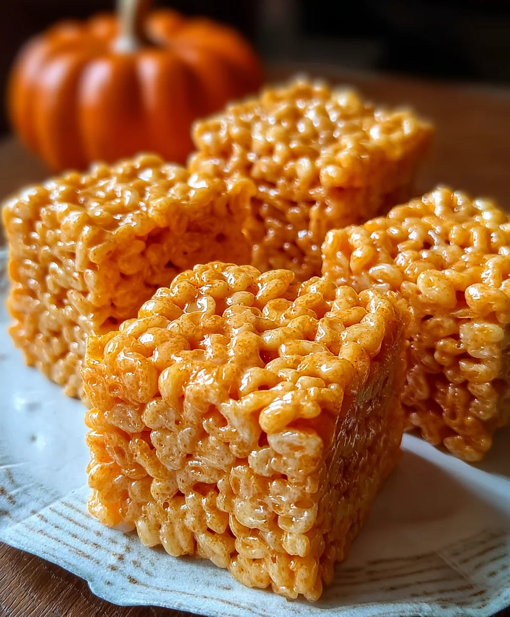 Pumpkin Rice Krispie Treats- Easy Fall Dessert