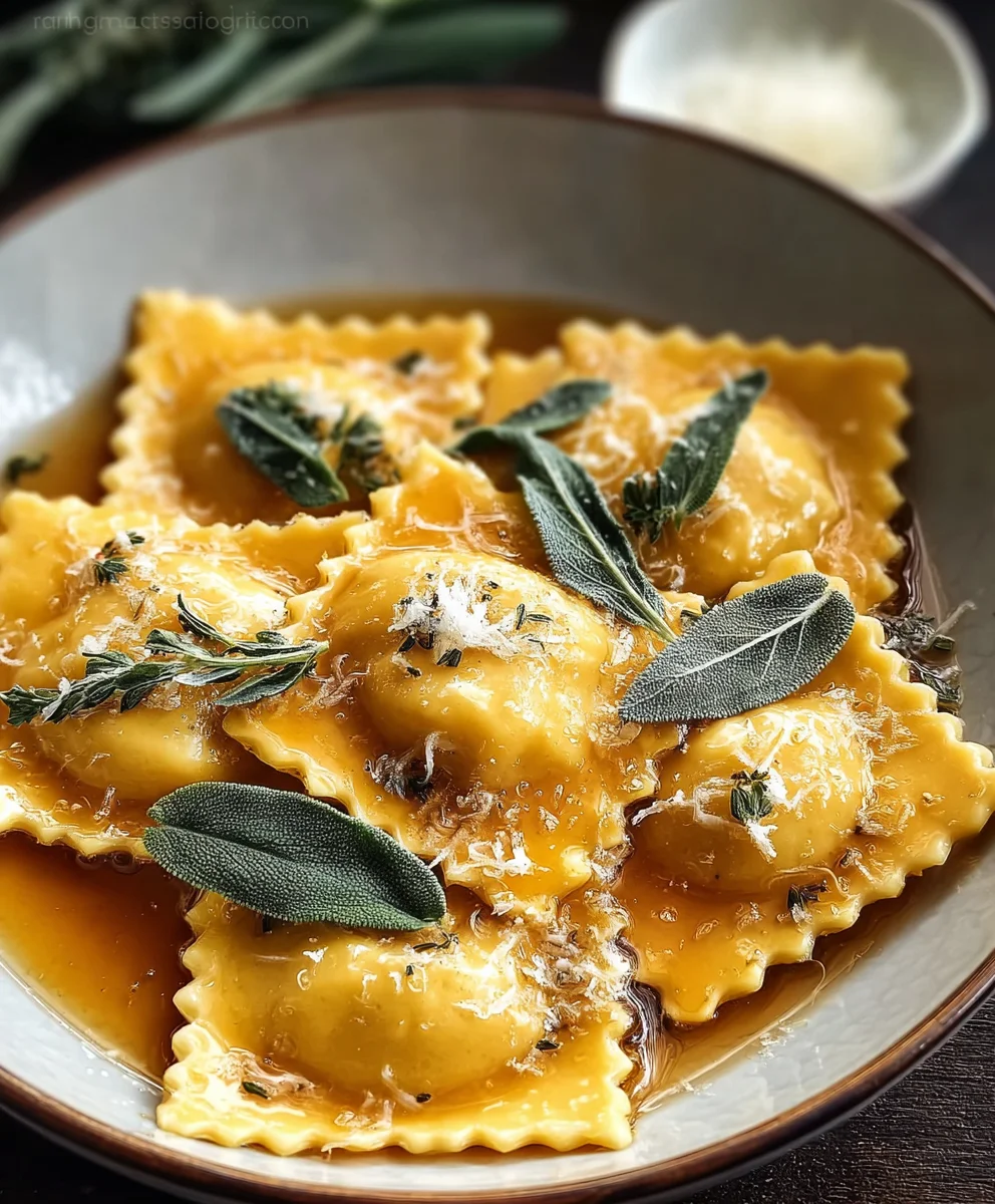 Pumpkin Ravioli-Sage Butter Sauce-Easy Recipe