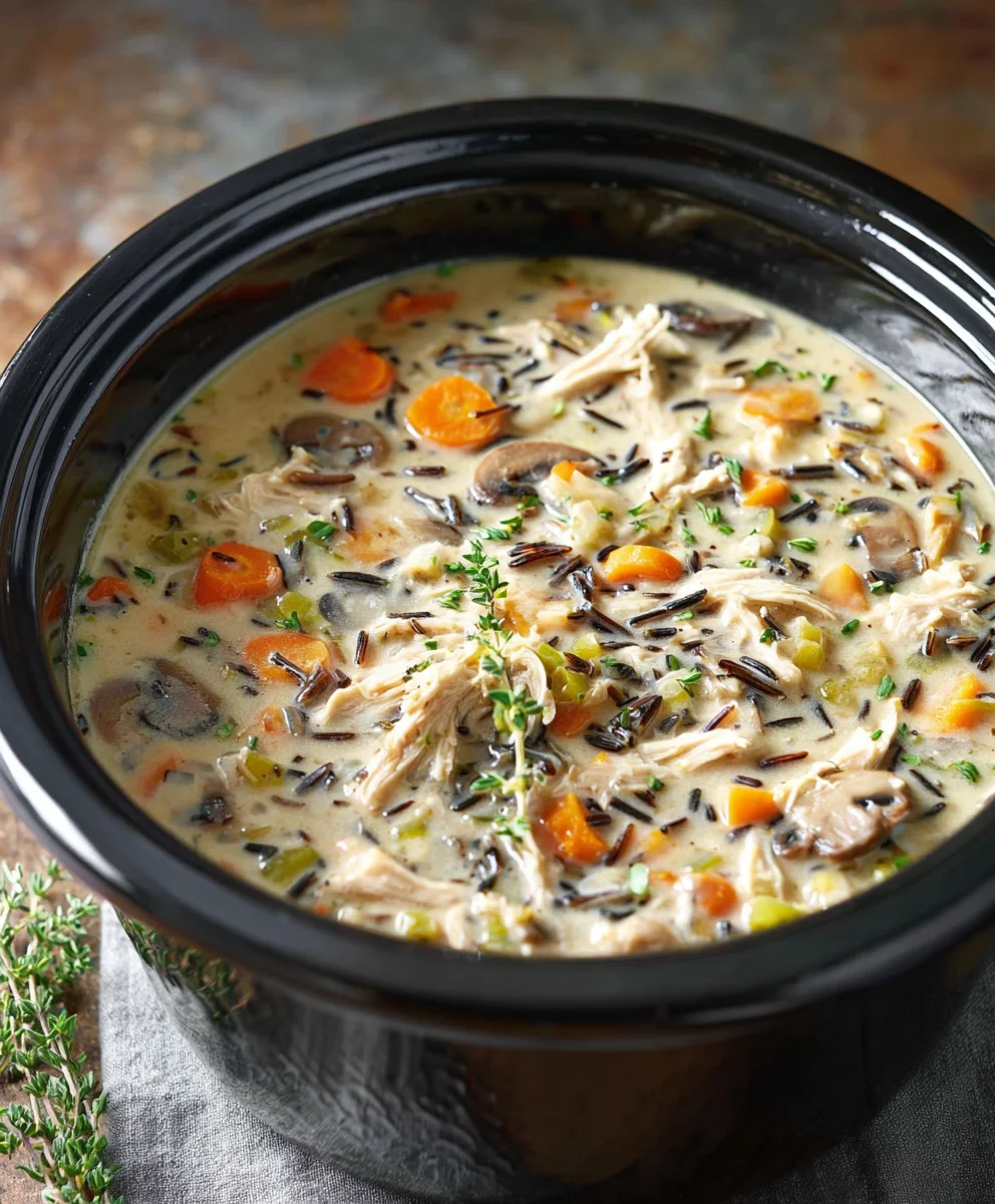 Easy Slow Cooker Chicken Wild Rice Soup Recipe