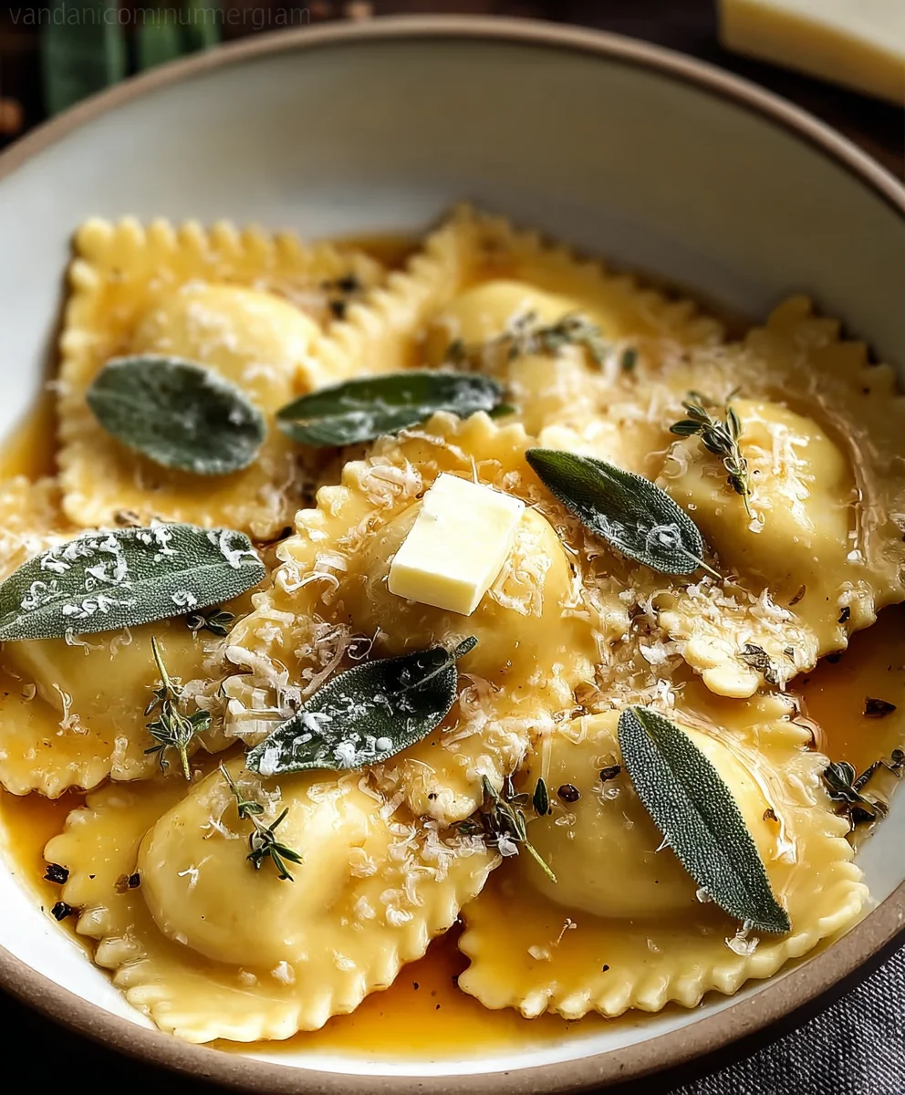 Pumpkin Ravioli-Sage Butter Sauce-Easy Recipe