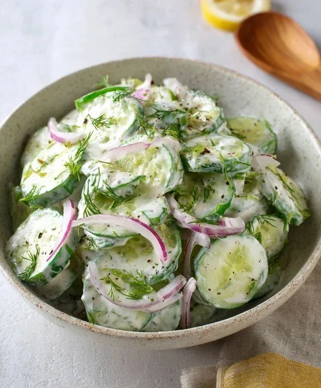 Creamy Cucumber Salad With Greek Yogurt Dressing