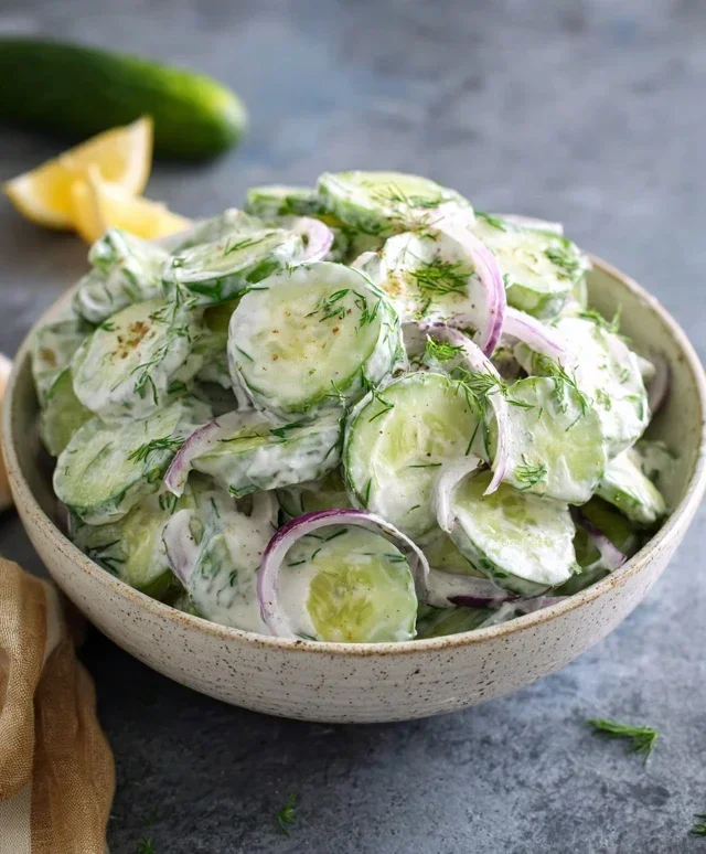 Creamy Cucumber Salad With Greek Yogurt Dressing