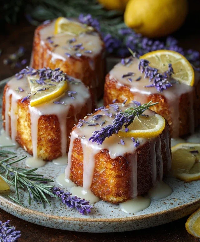 Mini Lemon Cakes With Lavender Glaze
