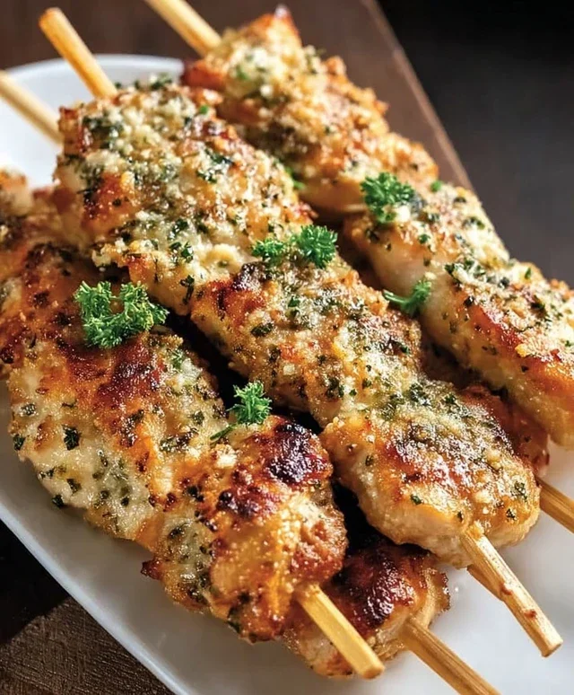 Ranch Garlic Parmesan Chicken Skewers
