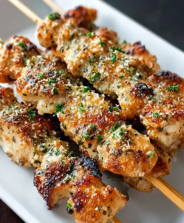 Ranch Garlic Parmesan Chicken Skewers
