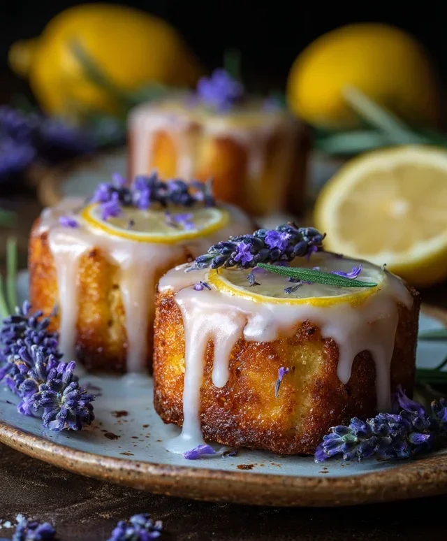 Mini Lemon Cakes With Lavender Glaze