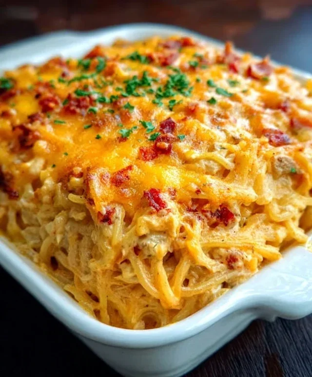 Spicy Southern Cheesy Chicken Spaghetti Casserole