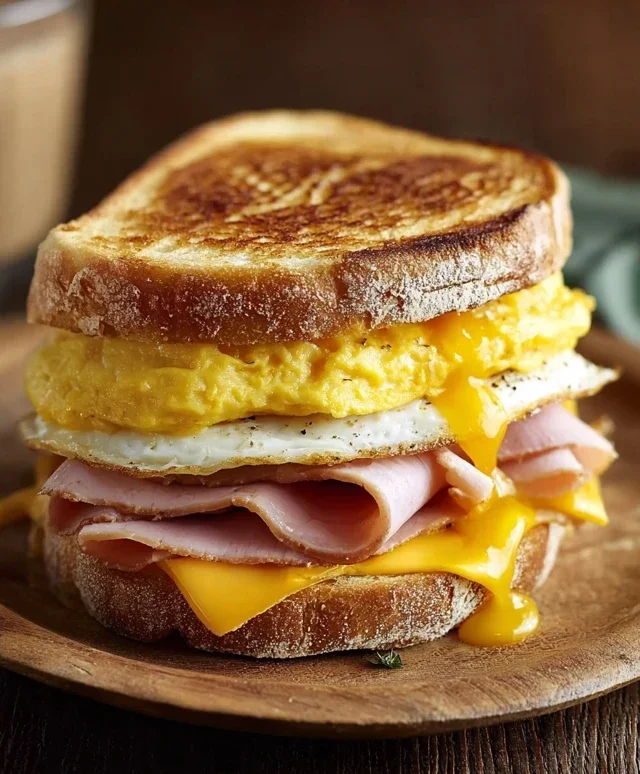 Egg and Beef Beef Ham Breakfast Sandwich