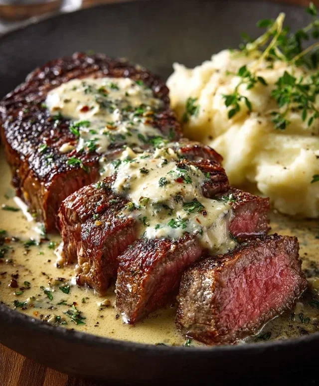 Garlic Butter Steak With Parmesan Cream Sauce