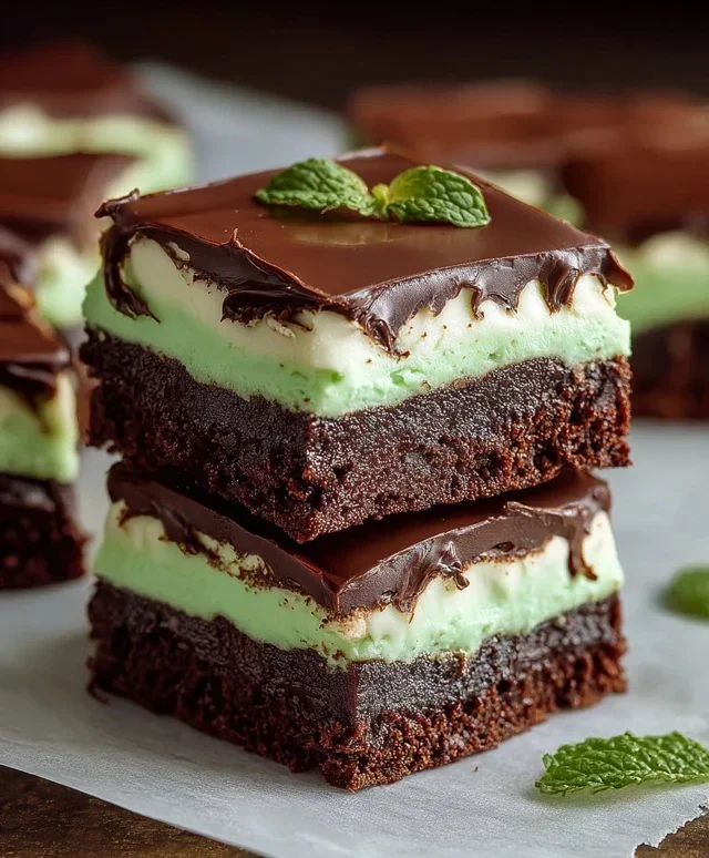 Triple-layer chocolate mint squares