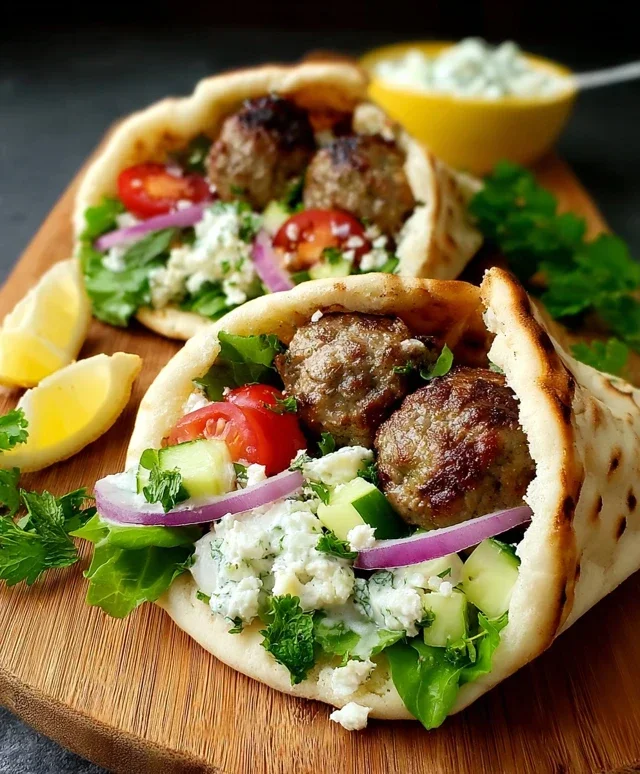Greek Meatball Pitas
