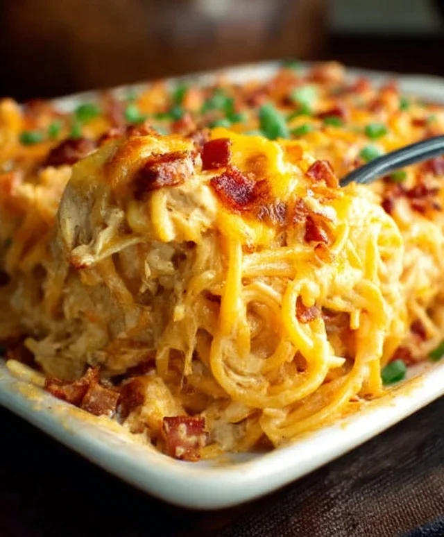 Spicy Southern Cheesy Chicken Spaghetti Casserole