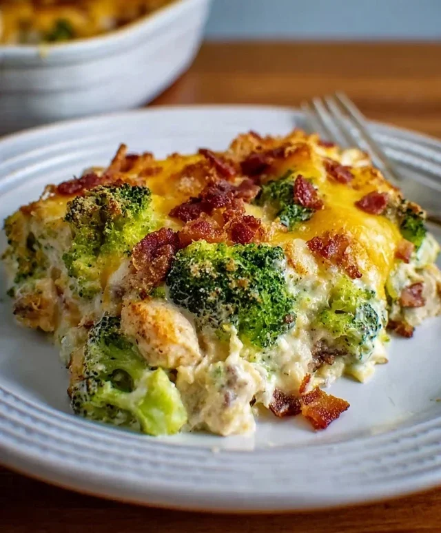 Creamy Low Carb Chicken Casserole with Broccoli and Beef Beef Bacon