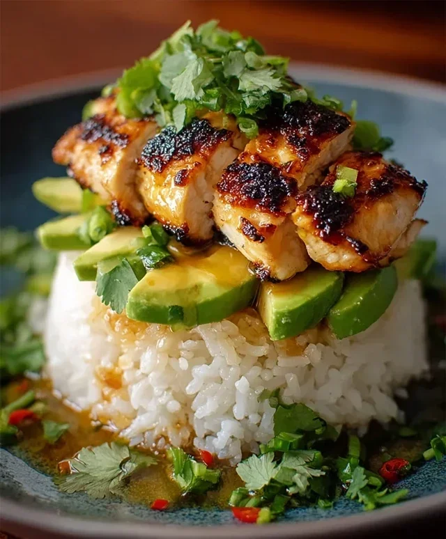 Delicious Honey Lime Chicken & Avocado Rice Stack Recipe