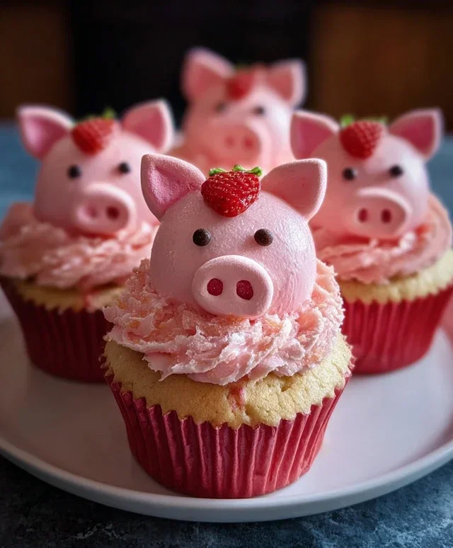 Strawberry Piggy Cupcakes