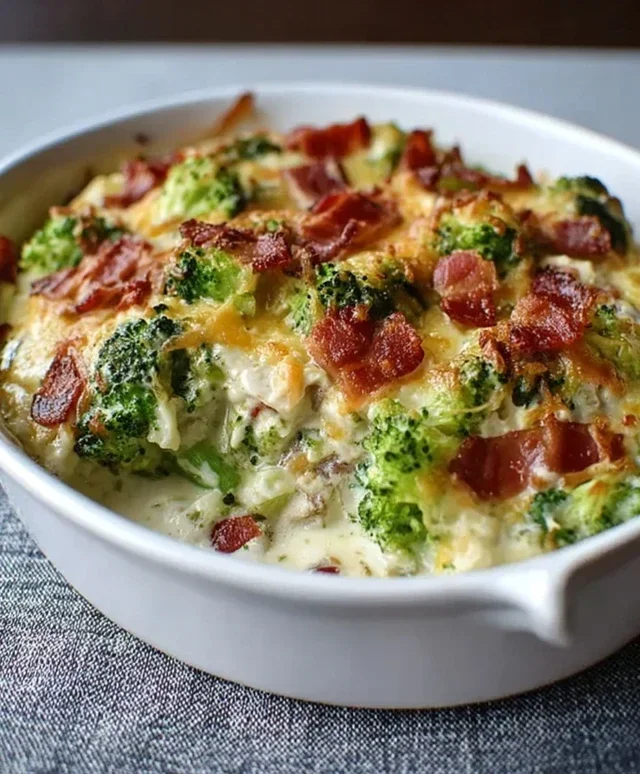 Creamy Low Carb Chicken Casserole with Broccoli and Beef Beef Bacon