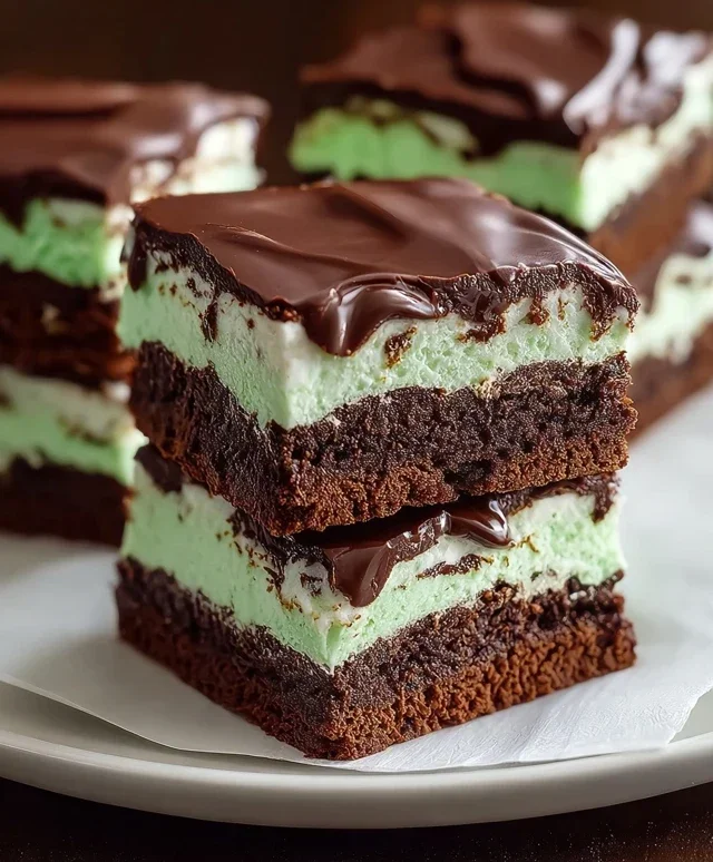 Triple-layer chocolate mint squares