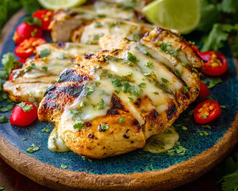 Grilled Salsa Verde Pepper Jack Chicken