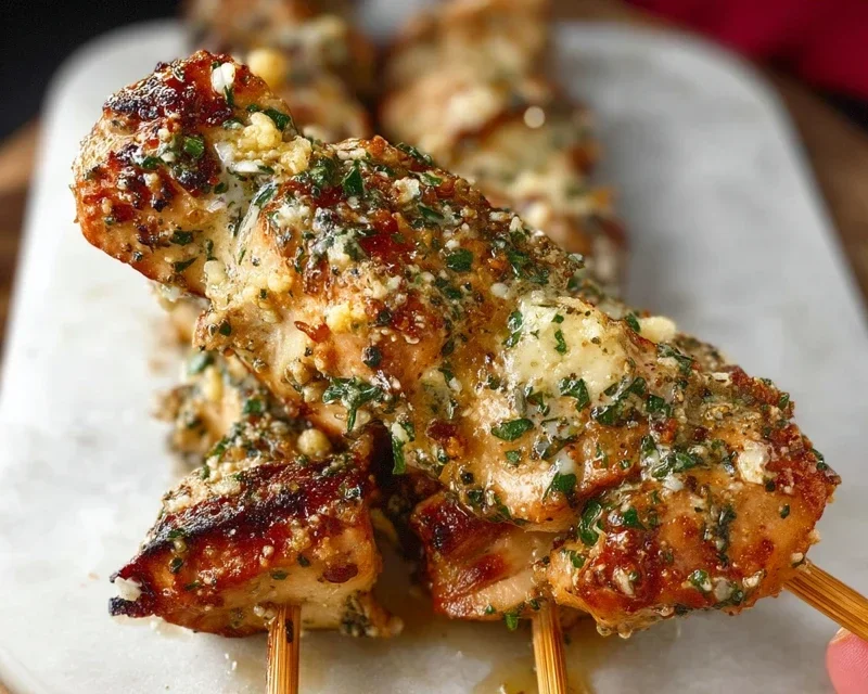Garlic Parmesan Chicken Skewers