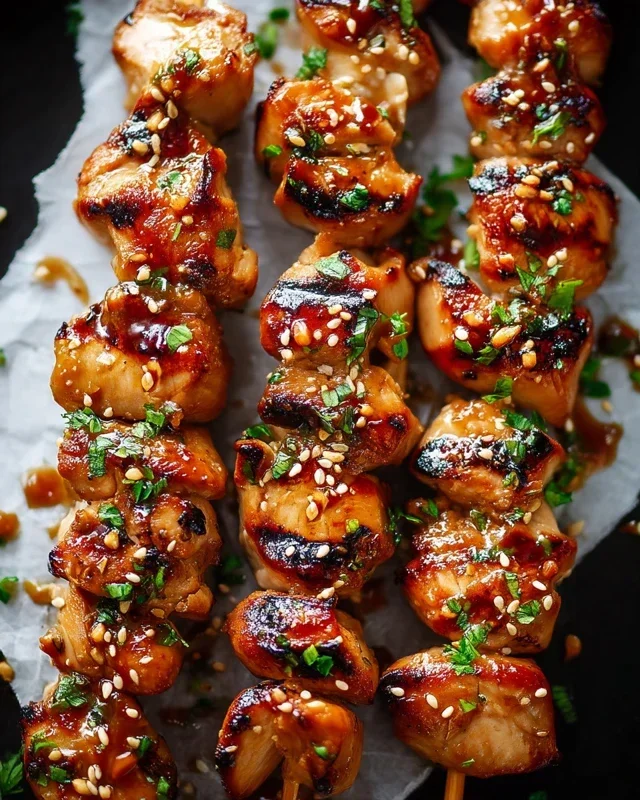 Easy Grilled Asian Chicken Skewers with Honey Garlic Sauce
