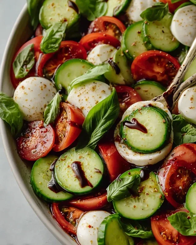 Fresh Cucumber Caprese Salad