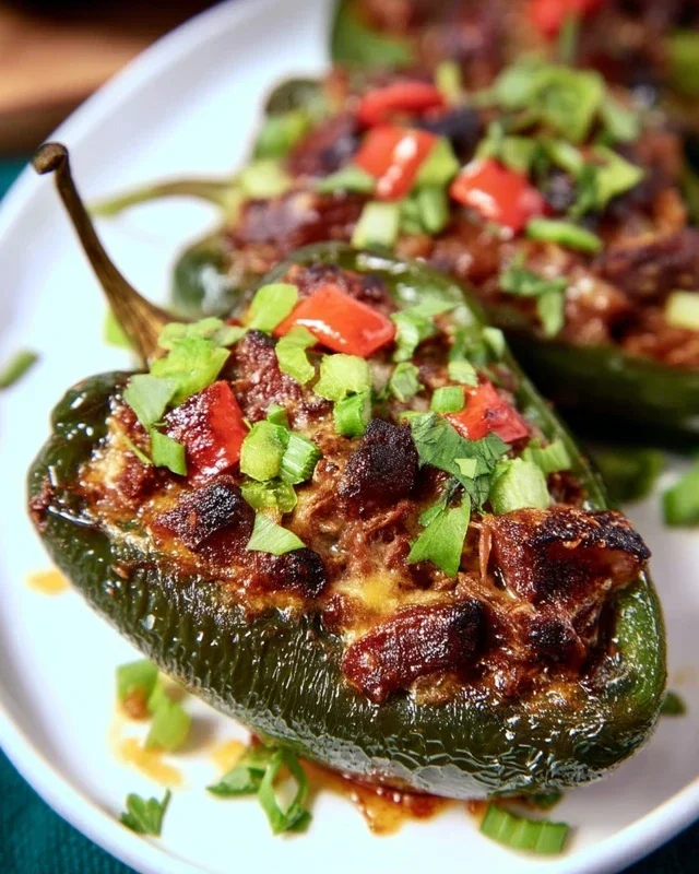 Brisket Stuffed Poblano Peppers