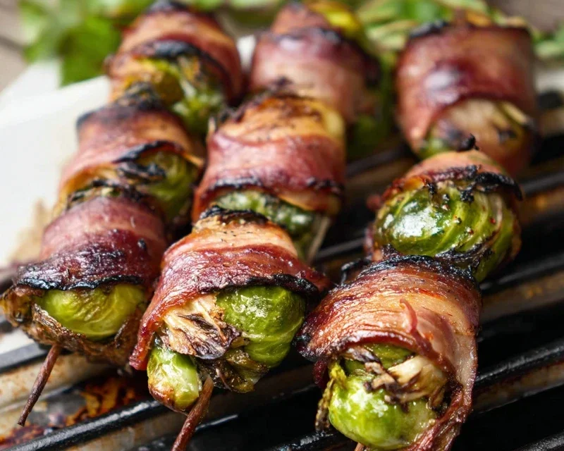 Grilled Beef Beef Bacon Wrapped Brussels Sprouts