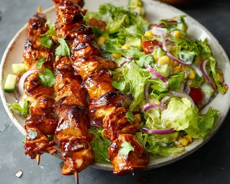 BBQ Chicken Skewer Salad