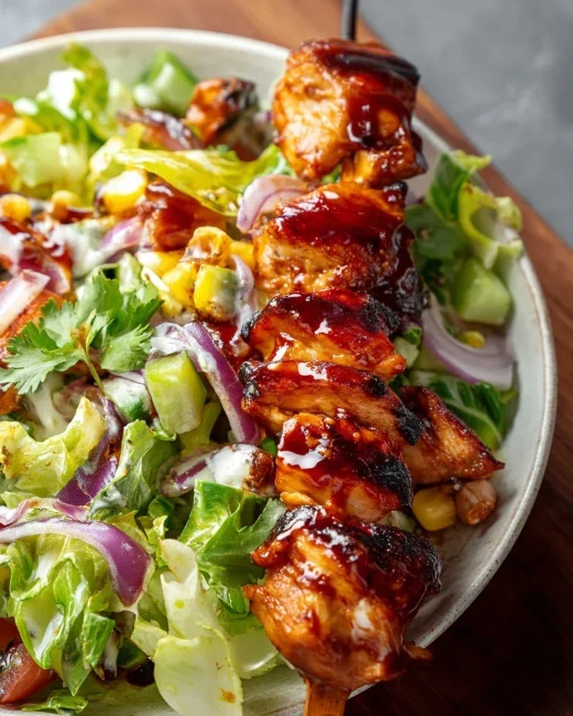 BBQ Chicken Skewer Salad