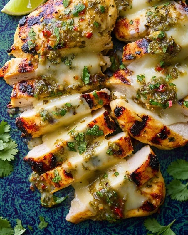 Grilled Salsa Verde Pepper Jack Chicken