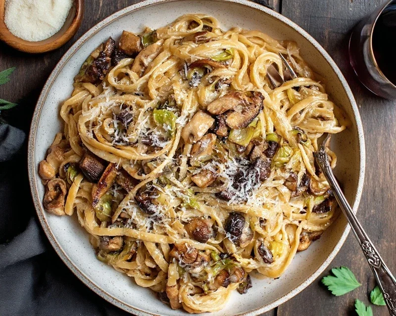 Caramelized Leek and Mushroom Gruyere Pasta