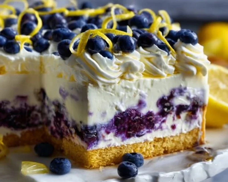 No-Bake Lemon dazzling Blueberry cream Cake