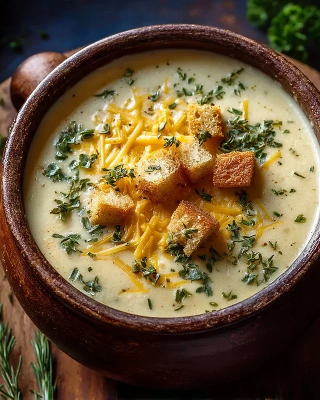 Hearty Cheddar Garlic Herb Potato Soup Recipe