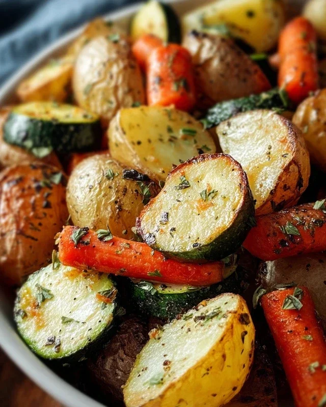 Garlic Herb Roasted Potatoes Carrots and Zucchini