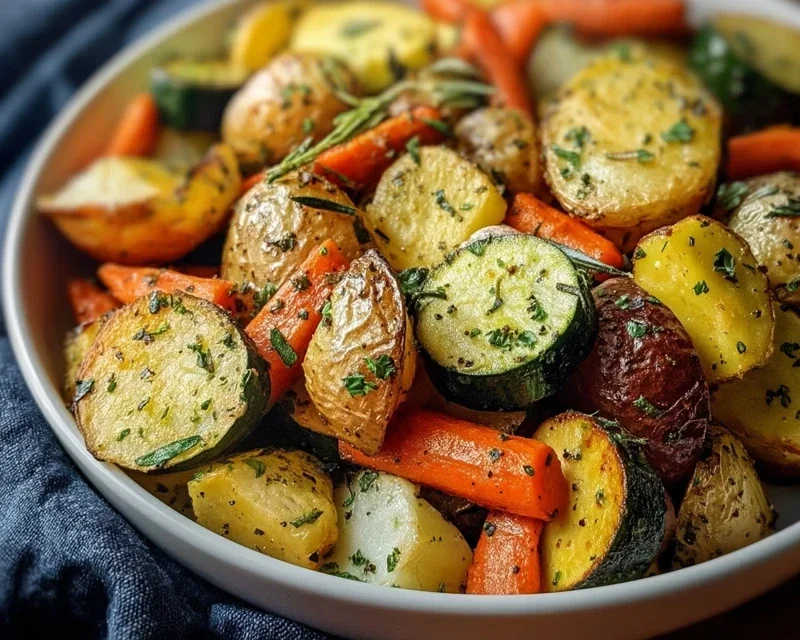 Garlic Herb Roasted Potatoes Carrots and Zucchini