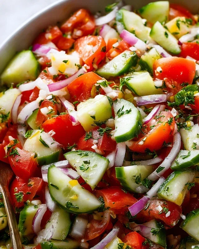 Mediterranean Salad with Cucumber, Tomato and Onion