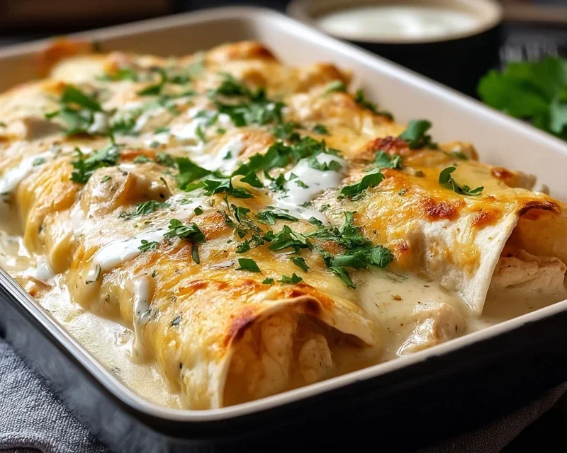 Creamy White Chicken Enchiladas