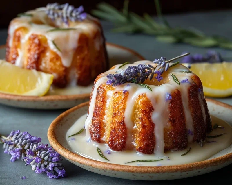 Mini Lemon Cakes With Lavender Glaze