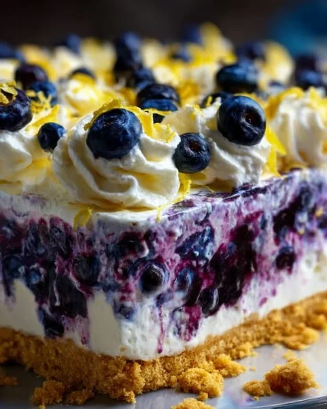 No-Bake Lemon dazzling Blueberry cream Cake