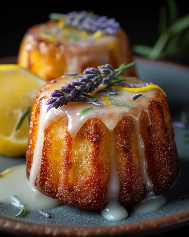 Mini Lemon Cakes With Lavender Glaze
