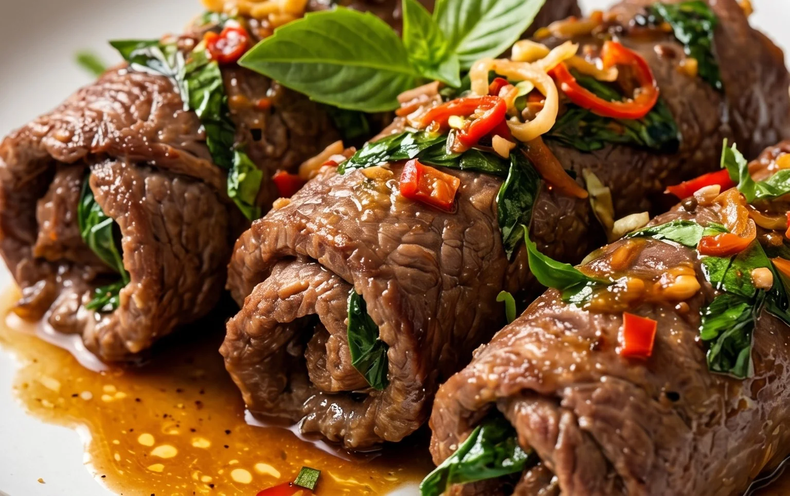 Thai Basil Beef Rolls
