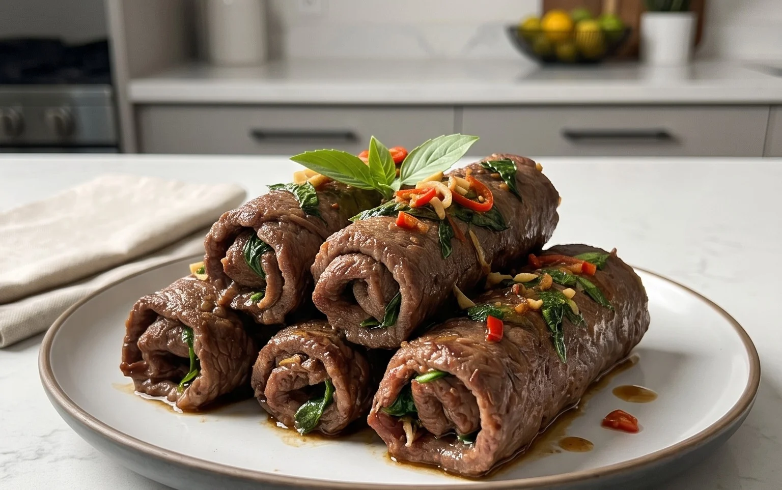 Thai Basil Beef Rolls