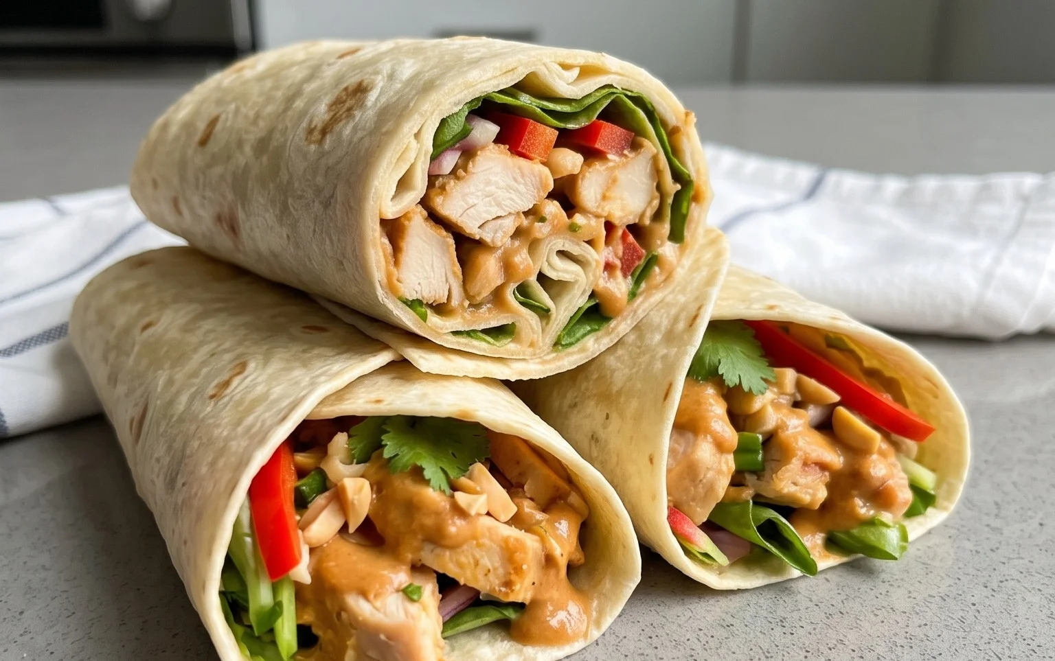Thai Peanut Chicken Wraps