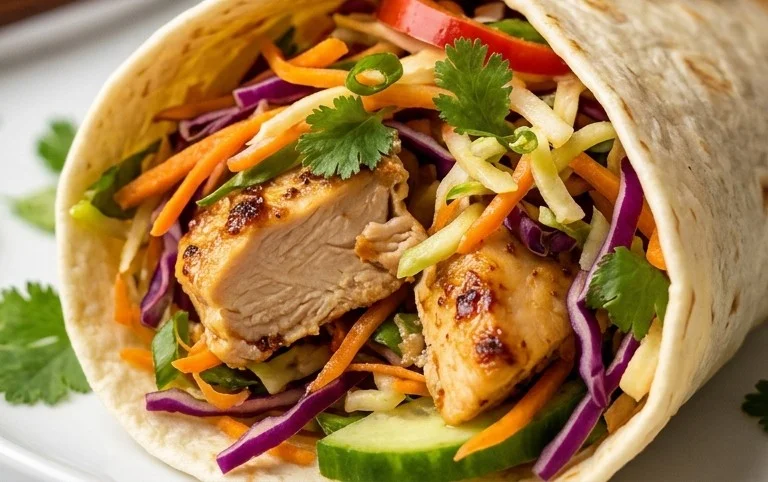 Thai Chicken Wrap with Crunchy Asian Slaw