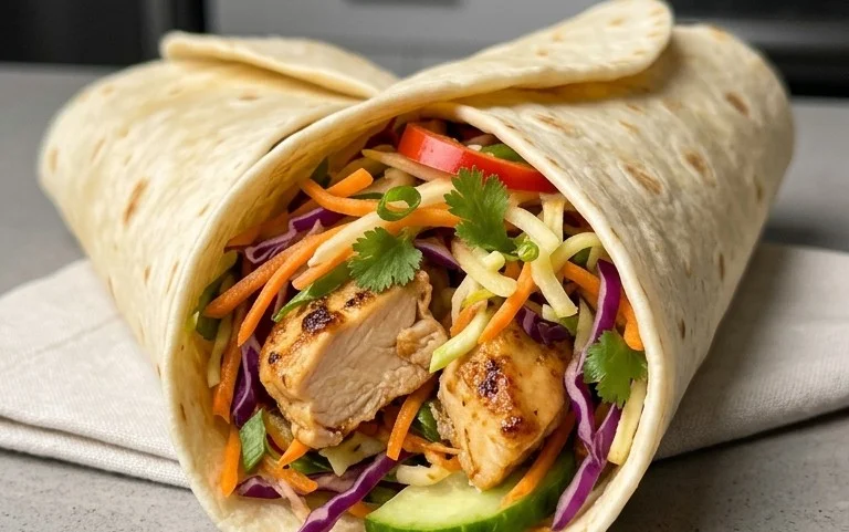 Thai Chicken Wrap with Crunchy Asian Slaw