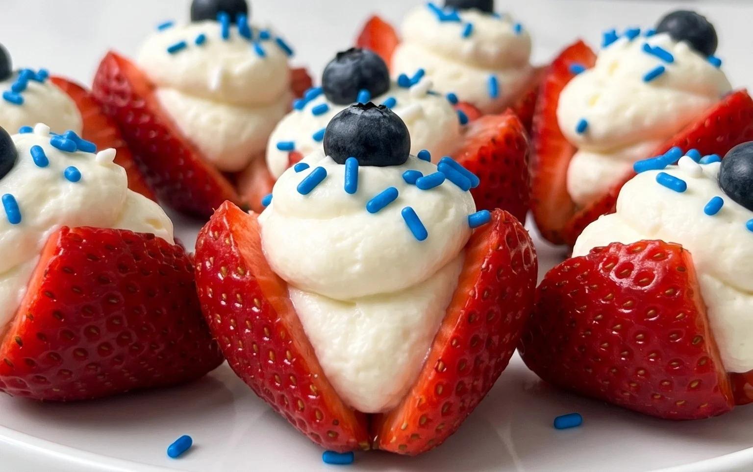 Red, White, and Blue Cheesecake Strawberries
