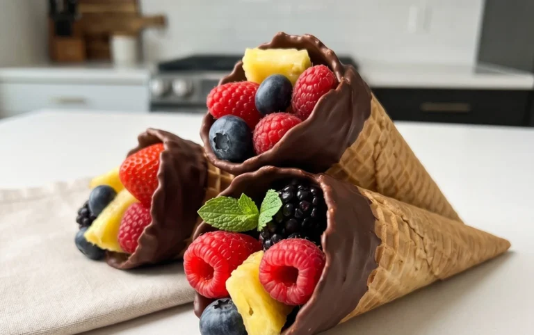Chocolate Dipped Fruit Filled Cones