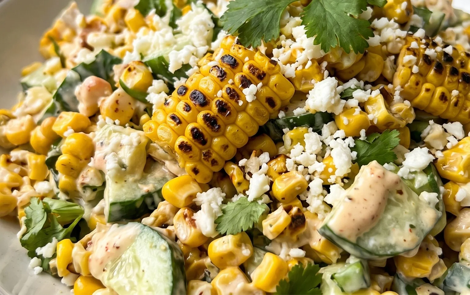 Street Corn Creamy Cucumber Salad